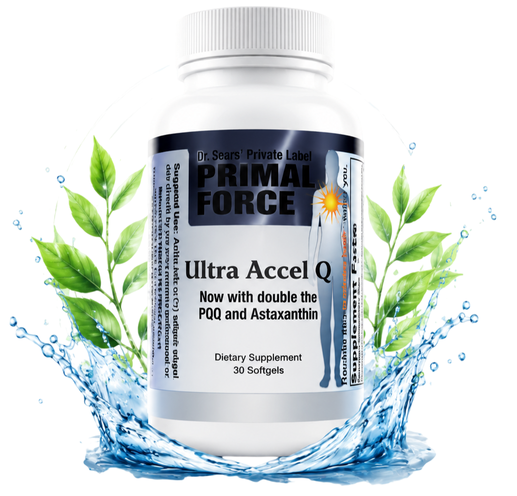 Ultra Accel Q cellular energy formula with CoQ10 and PQQ.
